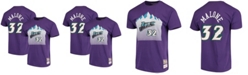 Mitchell & Ness Men's Karl Malone Purple Utah Jazz Hardwood Classics Team Name & Number T-shirt